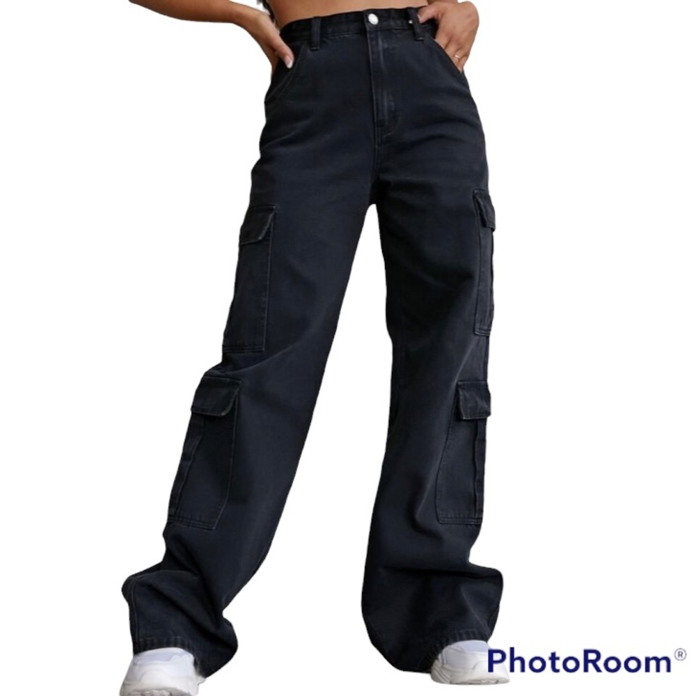 Black Cargo Boyfriend Jeans